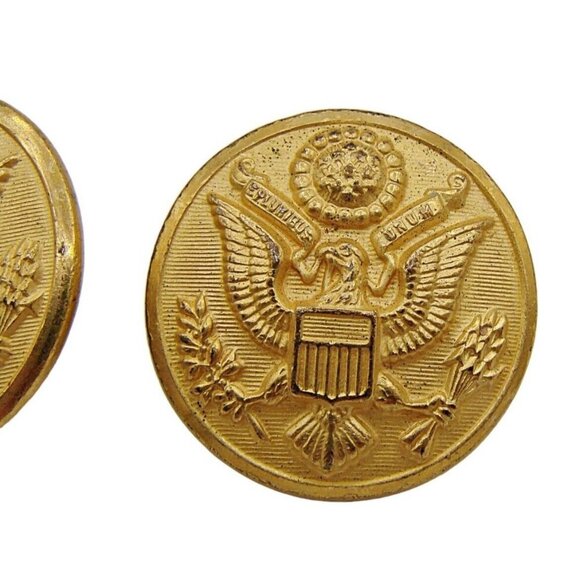 Lot of 5 Vintage Waterbury Co Conn Military Brass Eagle Anchor Buttons 2 Sizes - Picture 2 of 9
